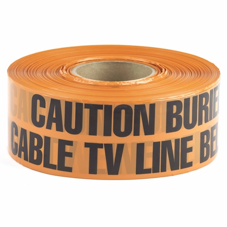 Dottie Underground Warning Tape, Caution Buried Cable TV Line Below, Orange, Polyethylene UT4D